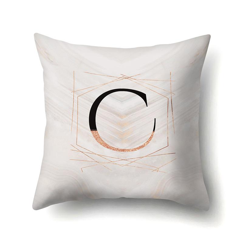 Polyester Pillow Case Black Gold Watercolor Home Furnishing 26 English Letters Printed Waist Cushion Sofa Pillow Case