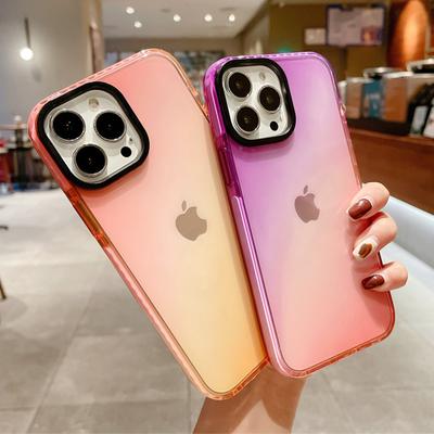 Husa acrilica gradient rezistenta la socuri pentru telefon pentru Iphone 13 Pro Max 12 11 Xs Max X Xr Husa din spate moale, transparenta