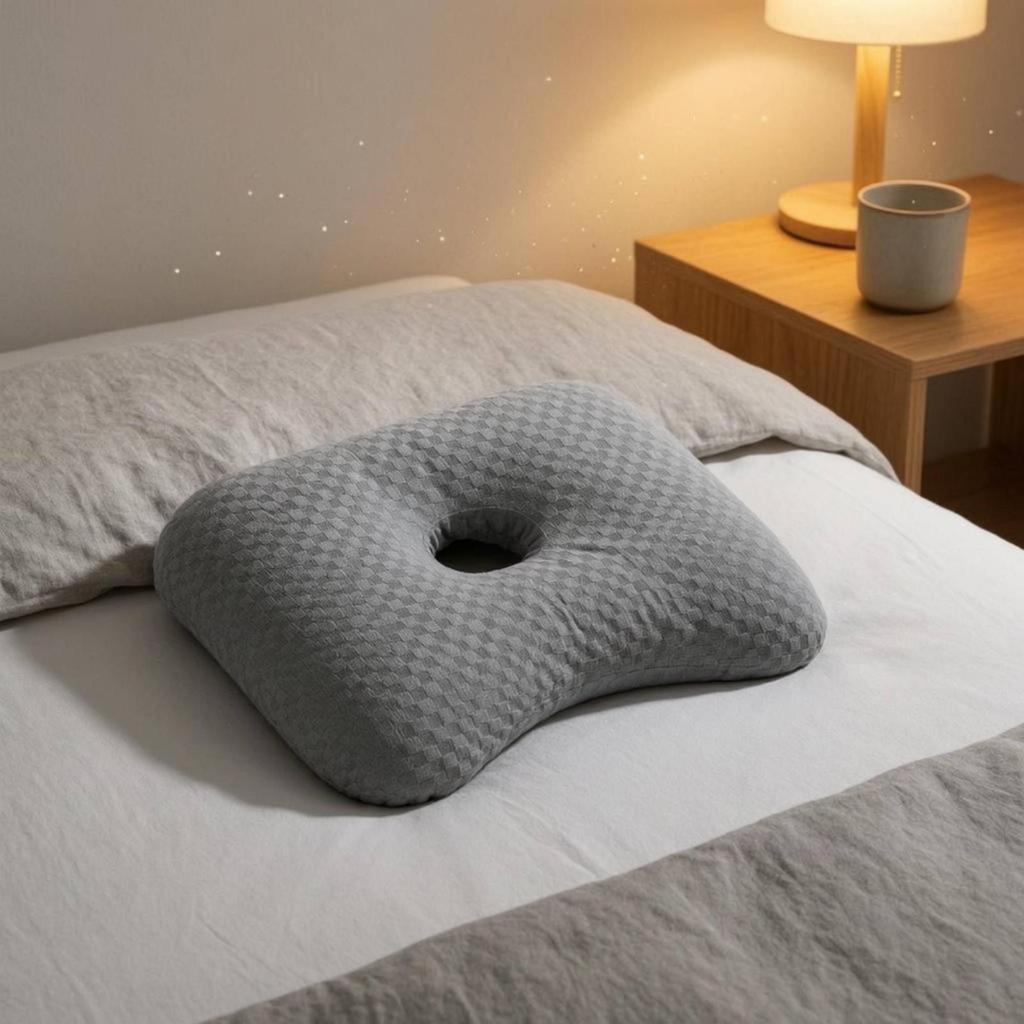 Ear Hole Pillow Quilted Shaped Neck Contoured