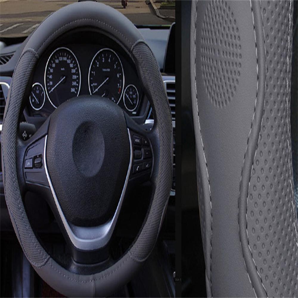 Langlebige PU-Leder Auto Lenkradabdeckung Zierleiste Rutschfester Schutz 37cm-38cm