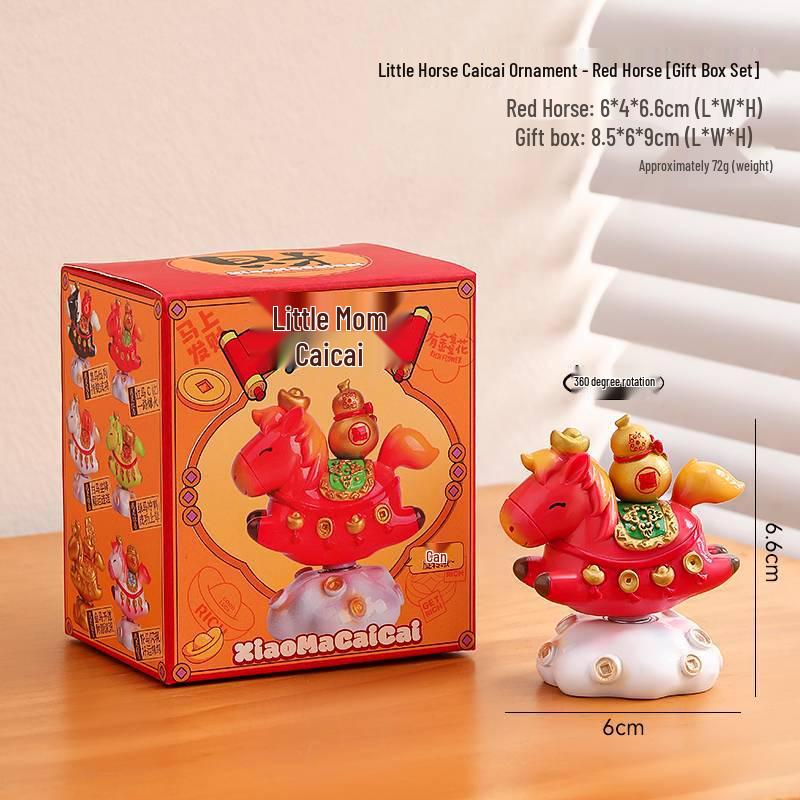 Guochao Jahr des Pferdes Tierkreiszeichen Schmuck - Glückstasche Schreibtischdekoration & Kreatives Neujahrs Souvenir zur Reichtumsanziehung.