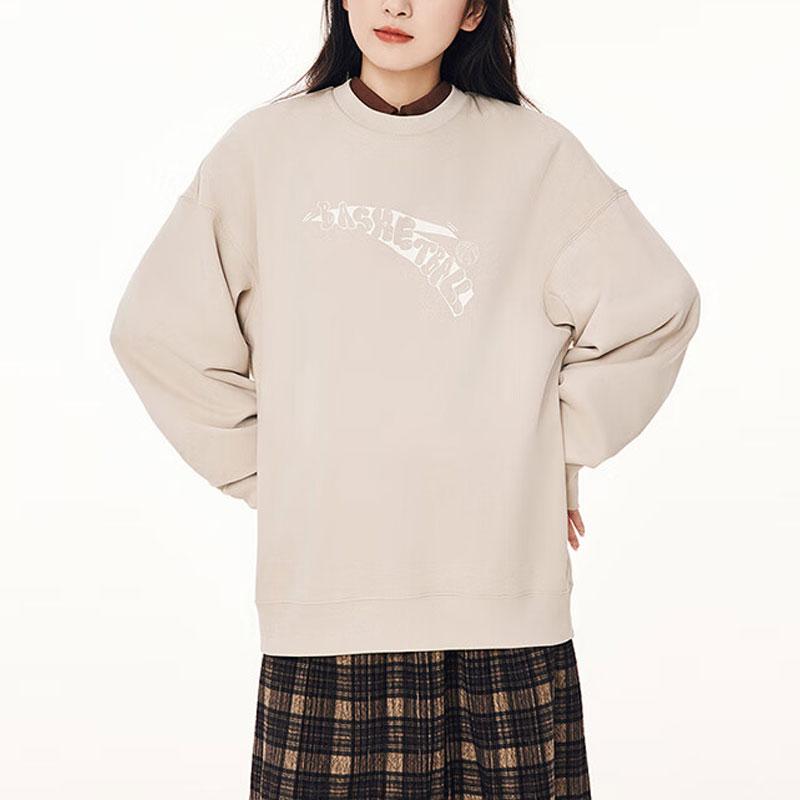 Anta Basketball Series Letter Print Outdoor Casual Pullover Sweatshirt Unisex sweatshirt Raw-Wood 952411714-4
