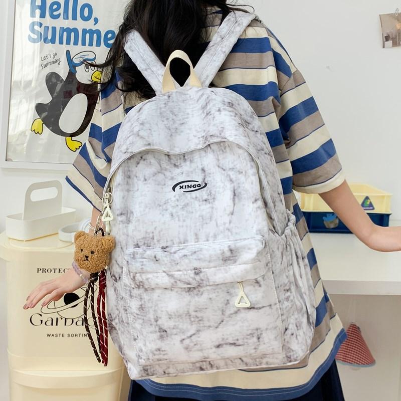 Schoolbag Tie-dye Niche Japanese Ins School Bag Simple Junior High School Large Capacity Backpack High School Backpack Student Lazy Wind