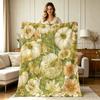 Soft Cozy Flannel Throw Blanket with Vintage Watercolor Pumpkin Floral Botanical Print All Season Warm Lightweight Decorative Blanket for Sofa Couch B