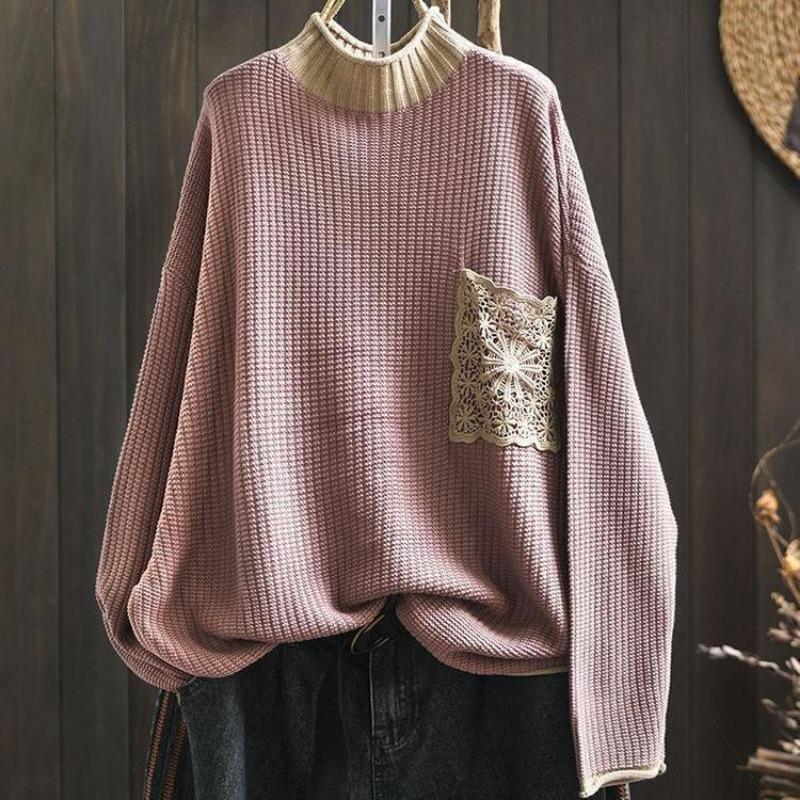Sweater for Women Autumn Winter Turtleneck Pullover Warm Knitted Stretchy Long Sleeve Oversize Jumper Tops