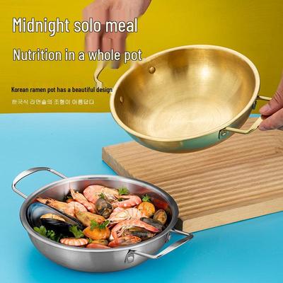 Gold Double-Ear Stainless Steel Korean Seafood & Ramen Pot