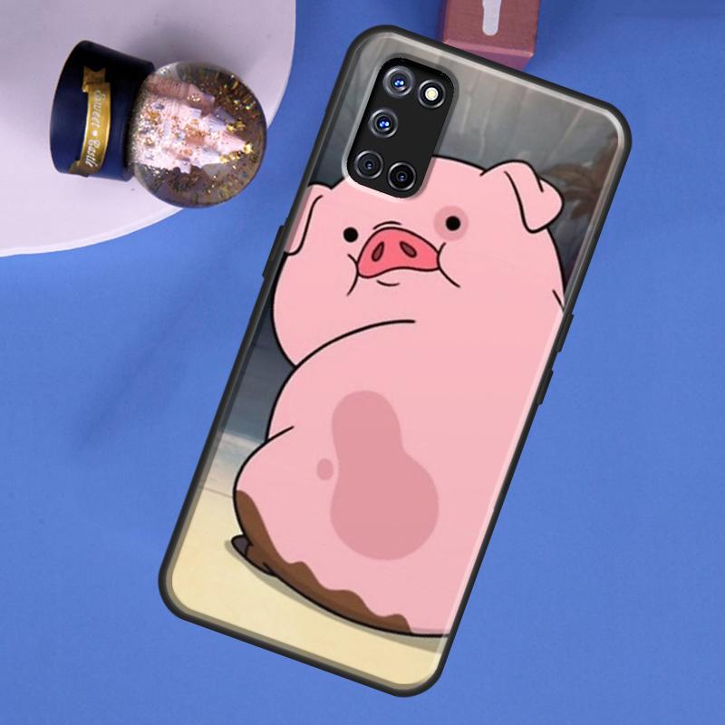 Cute Pink Pig Phone Case For Oppo A15 A17 A40 A60 A80 A91 A74 A94 A54 A57S A18 A38 A58 A78 A98 A16 A76 A96