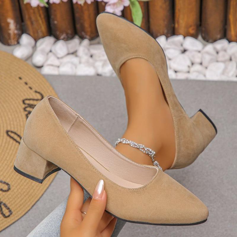 

Модные туфли из замшевой кожи для полных женщин, туфли на высоком каблуке, женские туфли для платья, рабочие туфли, туфли-лодочки слипоны, женские туфли на квадратном каблуке, свадебные туфли 43