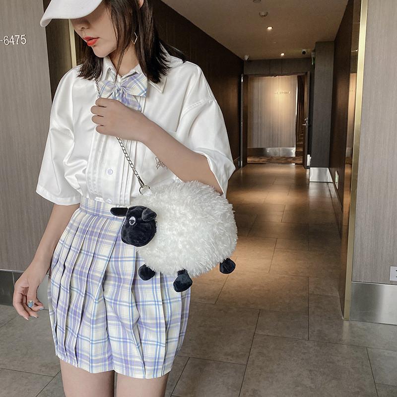 Shaun The Sheep Soft Material Streetwear Small Round Bag With Inner Storage For Girls