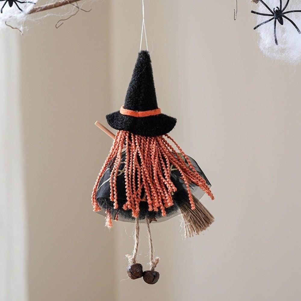 Kid Toy Halloween Witch Dolls Bell Foot Witch Figurine Handicraft  for Christmas Tree
