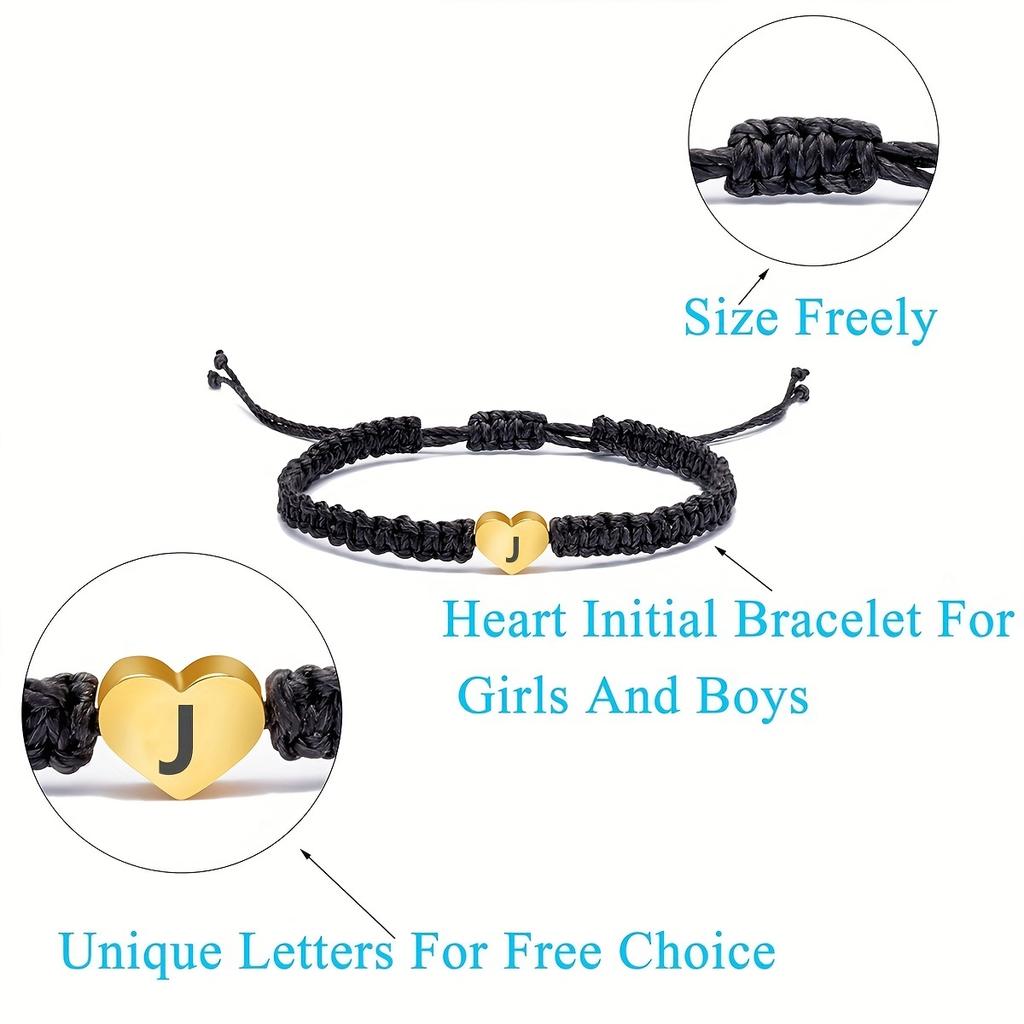 1 Stück Herzarmbänder A-T Anhänger Armband Für Frauen Geschenke Seil Verstellbarer Schmuck Für Teenager Mädchen Freunde Ehefrau Freundin Freund Paar Freunde