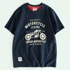 Orders Exported To Japan Cut the Tag Off Pure Cotton Short Sleeve T-shirt Men's Sanding Bottoming Shirt American Vintage Motorcycle Print Half Sleeve