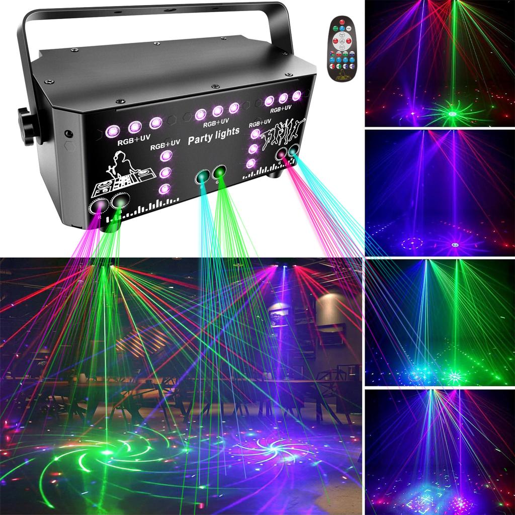 21 Augen DJ Party Stroboskoplicht RGB DJ Disco DMX 512 Sprachaktivierter Projektor mit Fernbedienung