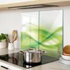 Set of Two Glass Kitchen Boards Green Abstraction 2x30x52 cm