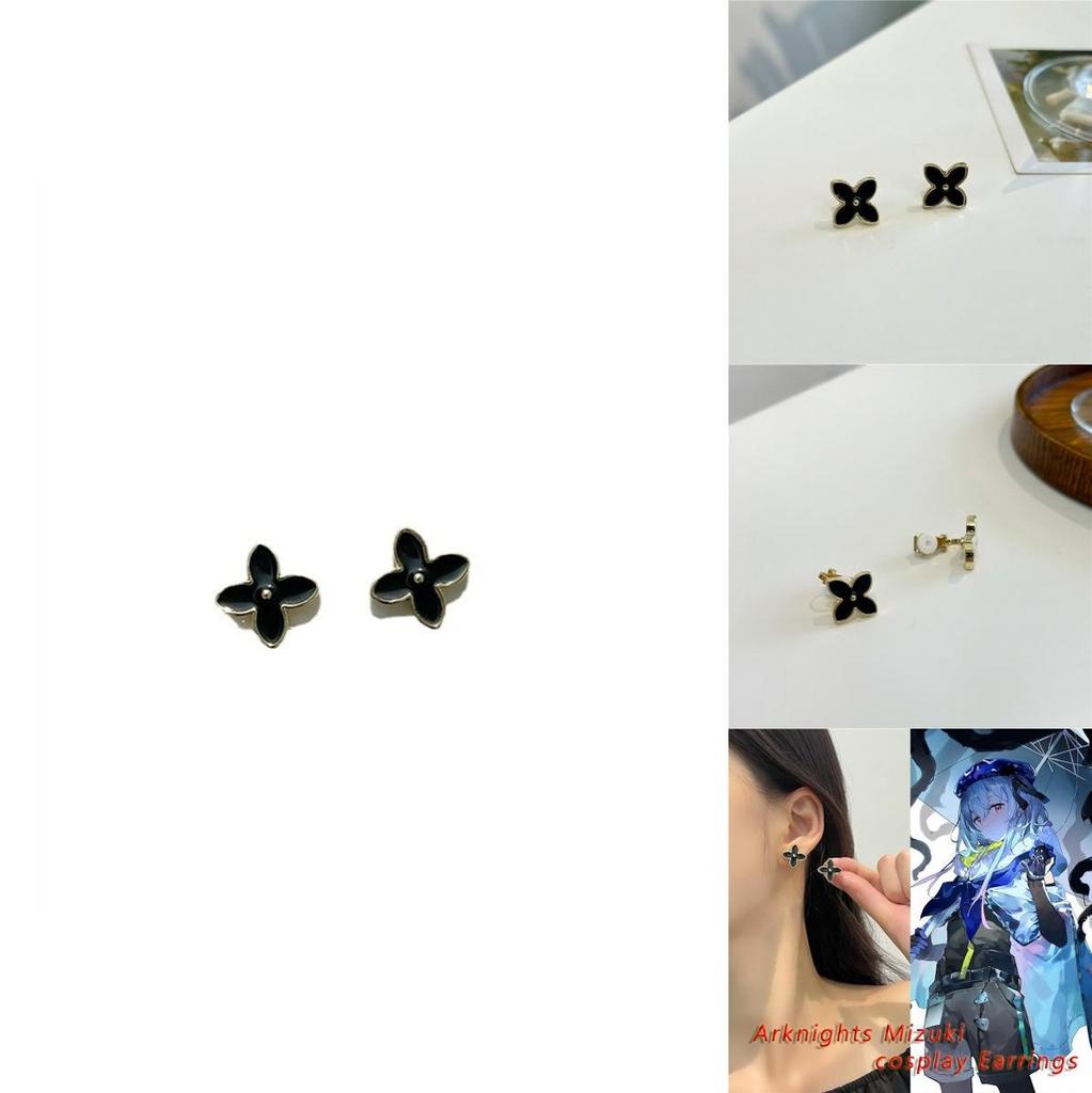 Arknights Mizuki Cos Game Four Leaf Clover Ear Earrings Animation Peripheral