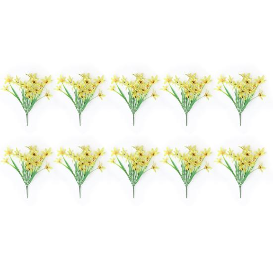 Planta de simulare Rezistent la UV Fără decolorare Întreținere redusă 5 Iarbă de primăvară bifurcată Flori artificiale Grădină Decorații pentru casă