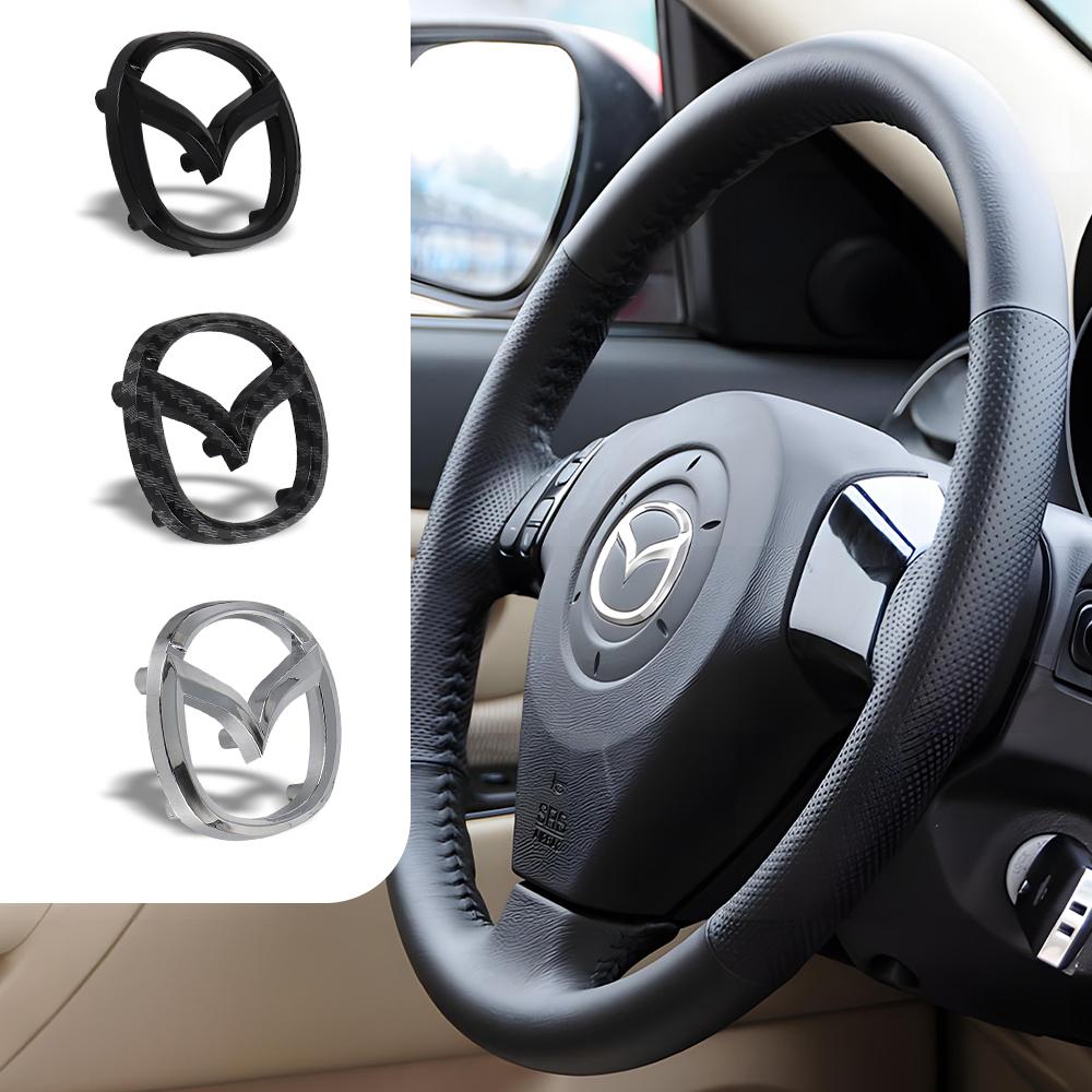 1pcs Car Steering Wheel Decorative Emblem Stickers Auto Accessories For Mazda RX-8 626 BM BL BK GH GJ GL MX-3 MX-5 CX30 Skyactiv bg1