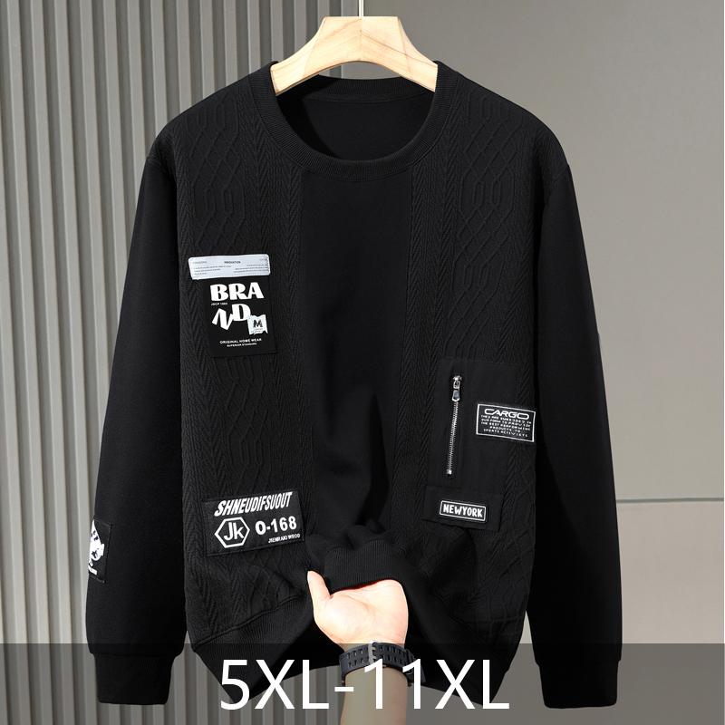 Plus Size 5XL-11XL Fashion Autumn Oversize Sports Sweatshirt for Men Clothes Thick Warm Long Sleeve Tops Casual Men's Pullovers