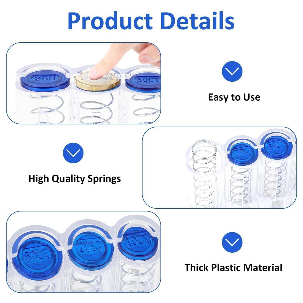 Euro Coin Organizer Portable Money Boxes Coin Holder Change Dispenser Coin Box for Office Bank Protect Gasket Coin Holder Case