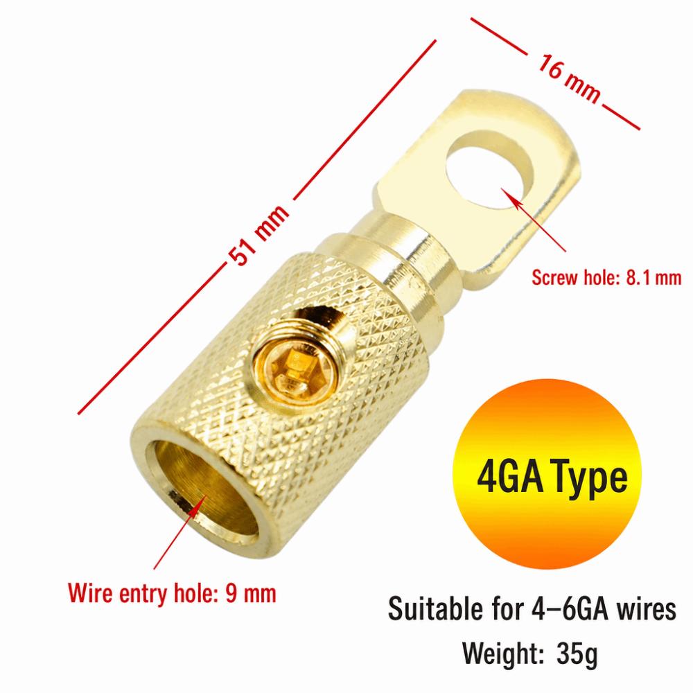0GA 4GA 8GA Car Audio Connector O-Type Car Audio Terminal Connectors Durable Power Connector