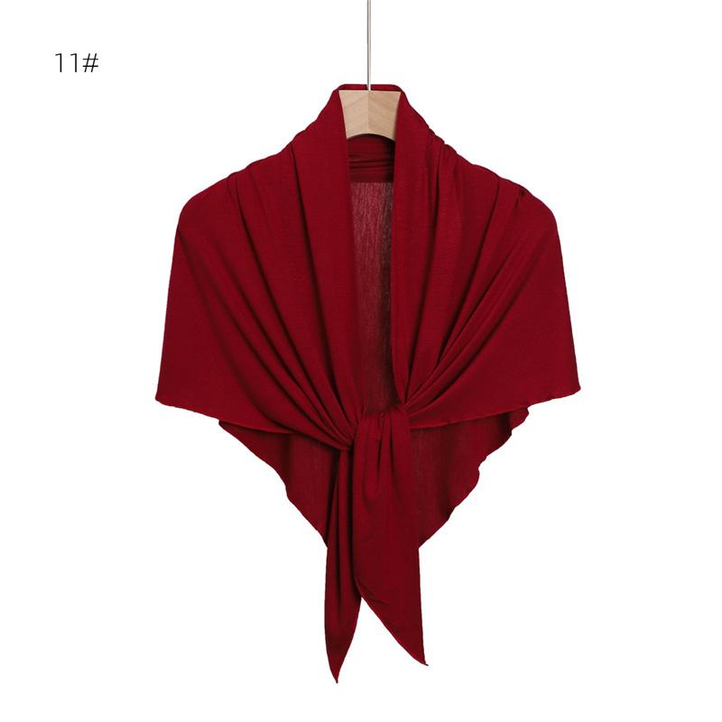 Ramadan Plain Solid Triangle Modal Jersey Hijab Winter Elasticity Muslim Shawls Scarf Maxi Wrap Snood Warm Stole Foulards Sjaal