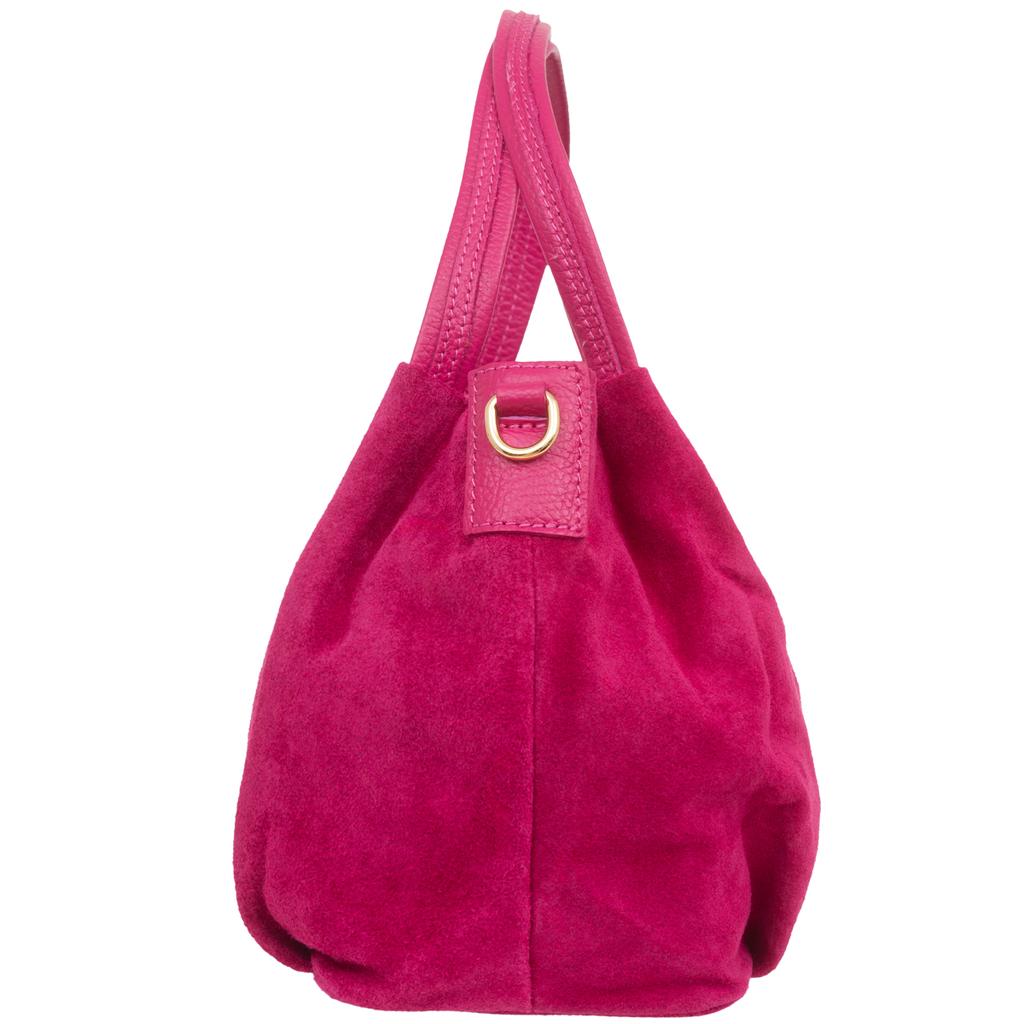 Women's Suede Shoulder Bag Vera Pelle Bolsa Fuchsia