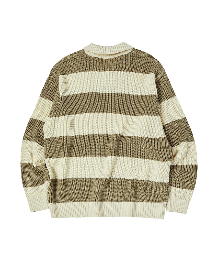 COMONINOZ Bold Stripe Collar Knit [Ivory]