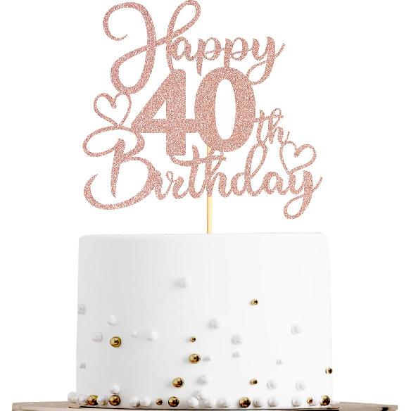 Sotpot 1 Pack 18th Birthday Cake Topper Double-sided Rose Gold Glitter Cake Pick Cake Decoration for Happy 18th Birthday Anniversary Party