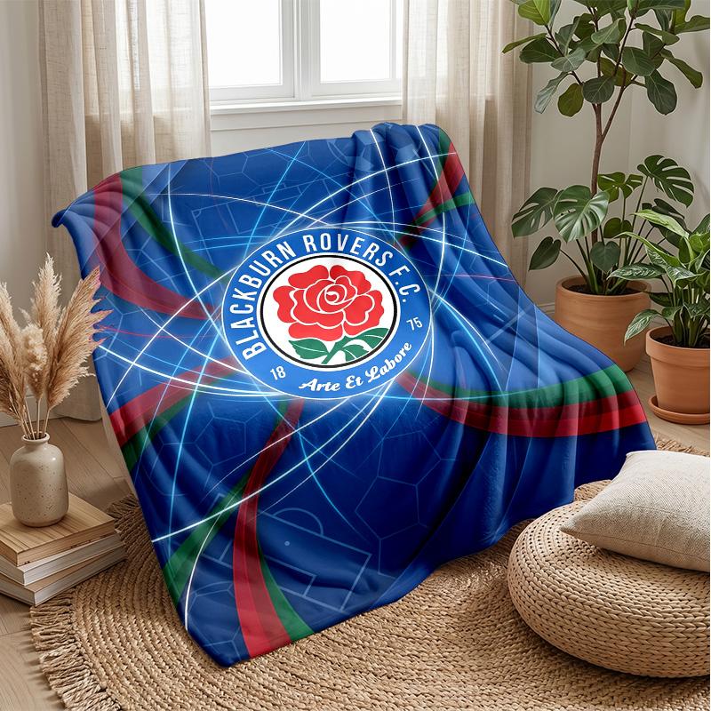 Blackburn Rovers Football Print Flannel Blanket, Soft Warm Lightweight Throw Blanket for Sofa Bed Camping