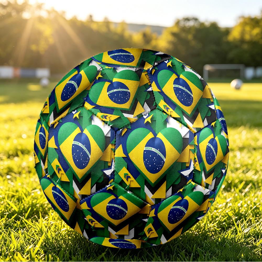 Brasilien Fußball Aufdruck Größe 5 Fußball Ball Verschleißfest Standard Erwachsenen Trainingsfußball Fan Geschenk für Indoor Outdoor Spiel Sport