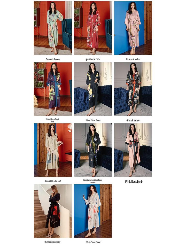 Yao Ting Women's Plus Size Satin Chiffon Pajamas - Summer Ice Silk Luxury Sleepwear & Bathrobe Set