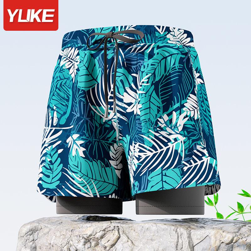 Herren Doppellagige Square-Leg Badehose - Fünf-Punkt-Stil, Anti-Peinlichkeit, Professionelle Strandbekleidung für Erwachsene.