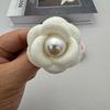 Women Vintage Temperament Imitation Wool Pearl Camellia Brooch Clothing Accessories