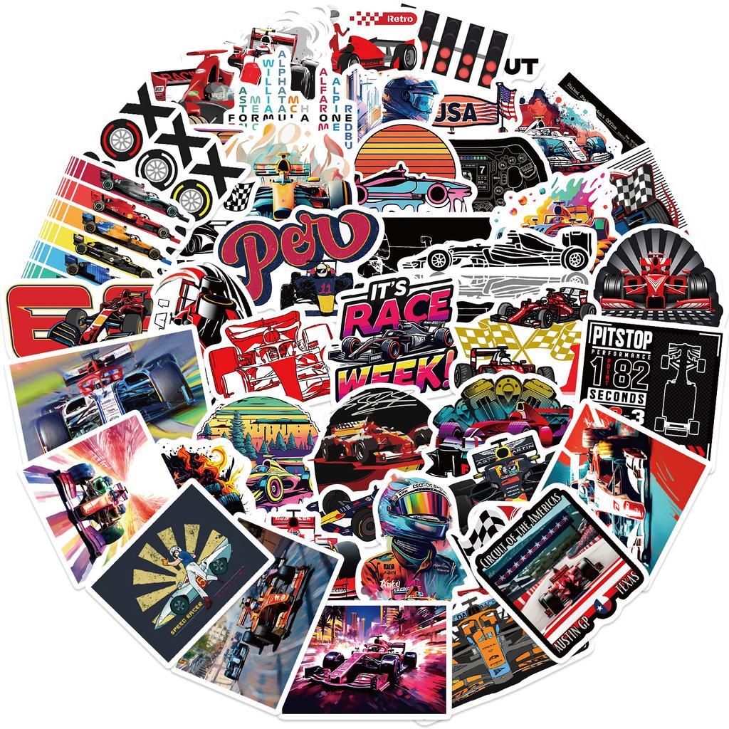 50 Photos F1 Formula One Racing Stickers Decorate Notebook Luggage DIY Waterproof Stickers