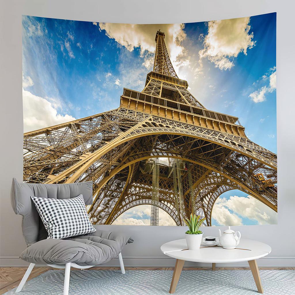 Eiffel Tower Tapestry Water Reflection Tapestry French Architecture Tapestry Living Room Bedroom Dorm Decor Background Cloth