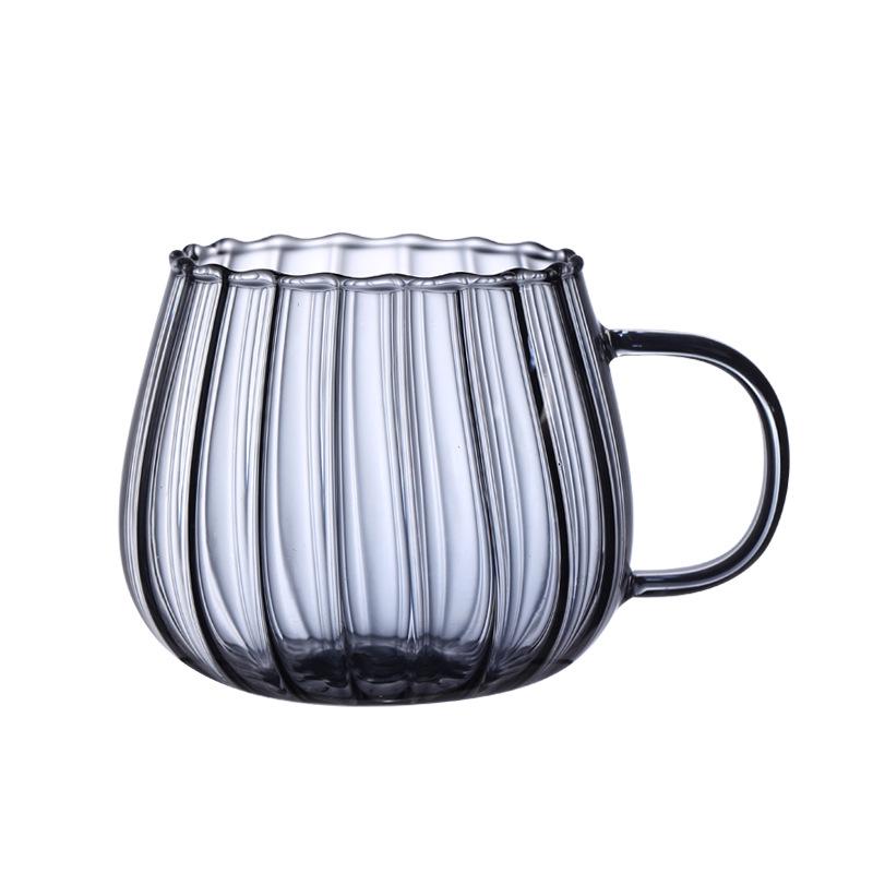 Creative Single-Layer Colored Striped Glass Cup with Handle – Fun Round Juice Coffee Mug