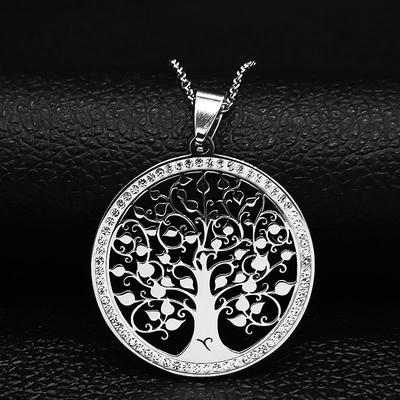 Zarte hohle Lebensbaum Halskette Edelstahl Choker Schmuck für Damen Eleganter Anhänger Geschenk