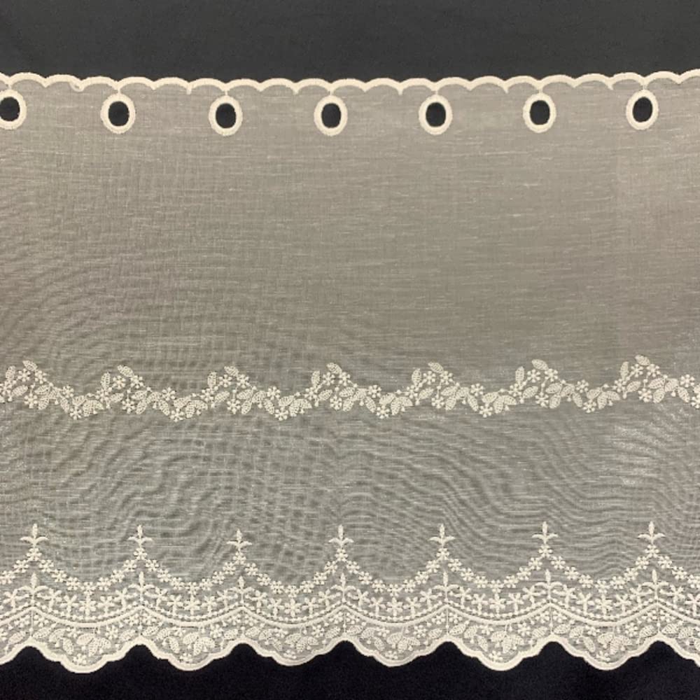 INTERIX Verbena White Cafe Curtain for Small Embroidered 165cm Wide x 45cm Made in Windows, Lace, Long, Japan, CF1-165-45