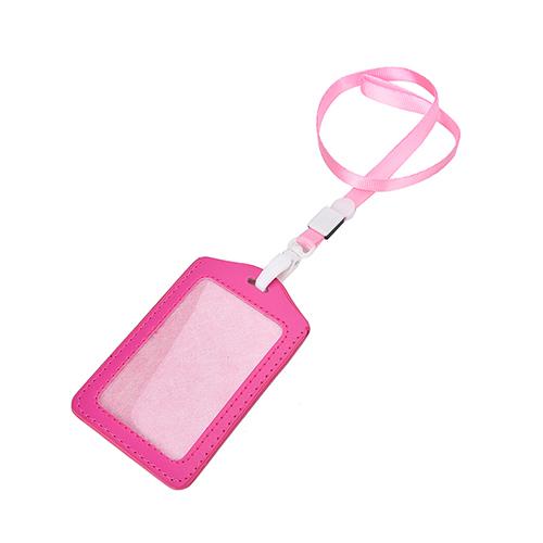 Vertical Transverse Plastic Id Name Card Holder Work Badge W/ Lanyard