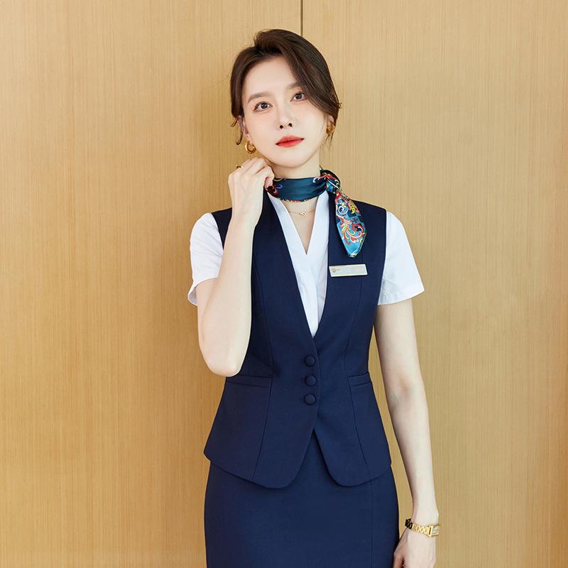 

High-End Women s Professional Suit Vest Set for Beauty Salon, Hotel Manager, Receptionist, and Flight Attendant Workwear 5XL