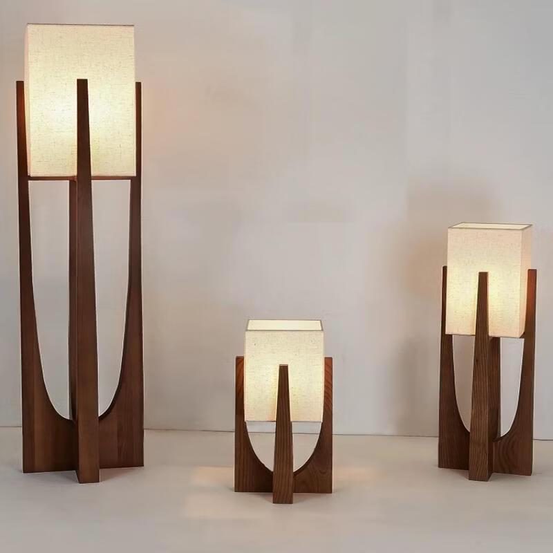 Japanese Walnut Wabi-sabi Style Rechargeable Floor Lamp