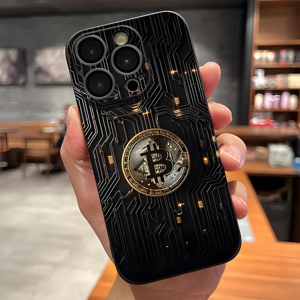 Luxury Bitcoin Phone Case For IPhone 17 Pro Max 15 Pro 16 14 Plus 12 13 Mini 11 Pro Shockproof Soft Cover