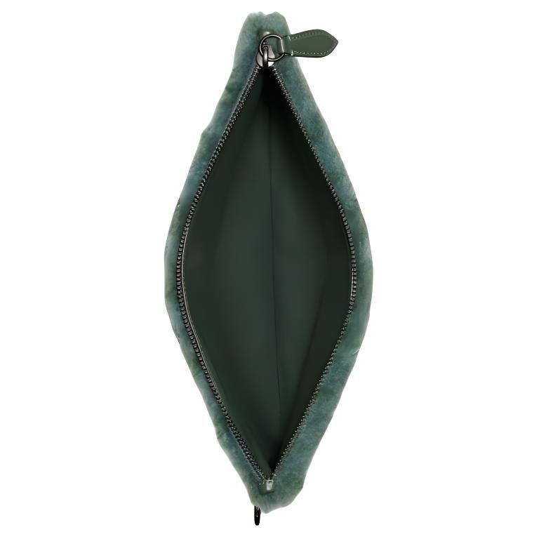 Coach Charter Wool And Glove Tanned Leather Wrist Bag Clutch Large Women's Green CC157-PST