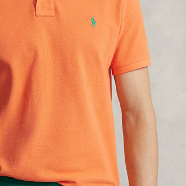 Polo Ralph Lauren SS23 Solid Color Short Sleeve Polo Shirt Men Tops Orange MNPOKNI1N822250-820