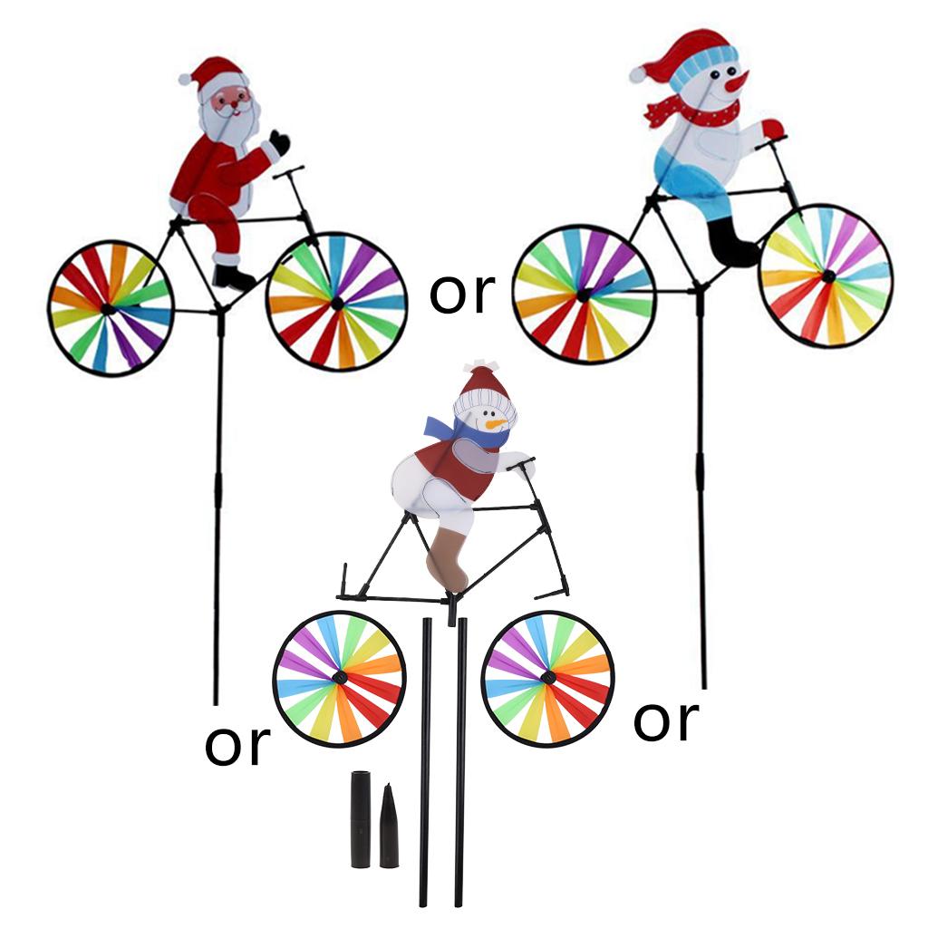 

3D Large Snowman Santa Claus On Bike Windmill Wind Spinner Whirligig Yard Garden