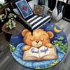 Teddy Bear Reading Book Round Area Rug,Carpet Rug for Living Room Bedroom Sofa Playroom Decor,Non-slip Floor Mat