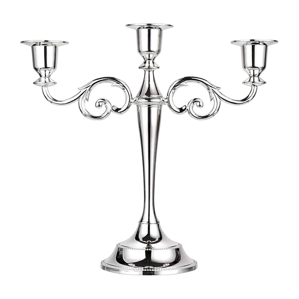 

3 Candle Holder Candelabra Home Candlestick Dinning Table Decor Prop серебряный