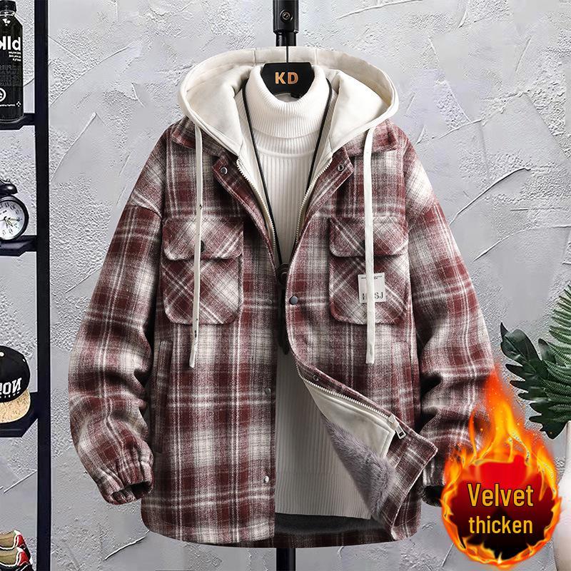 Trendiger zweiteiliger Mantel aus Kunstwolle mit Samtfutter für Herren