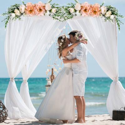 2 Pcs Artificial Peony Flower Swag Decorative Swag with Peony and Green Leaves for Wedding Arch Front Door Wall Decor