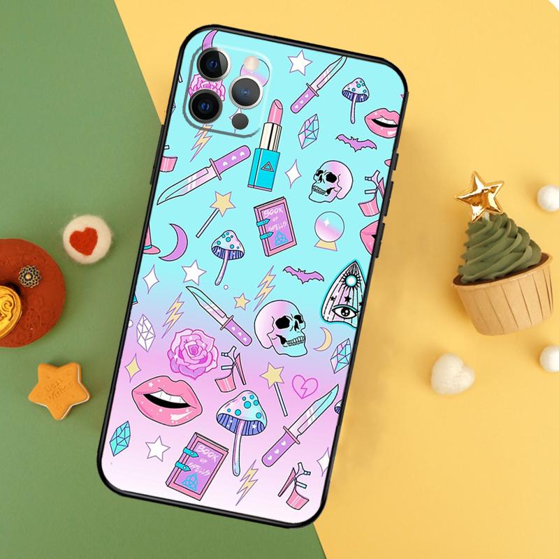 Pastel Goth Witchy Funda For iPhone 11 12 13 14 16 15 Pro Max Mini XS Max X XR SE2 7 8 14 16 15 Plus Phone Case